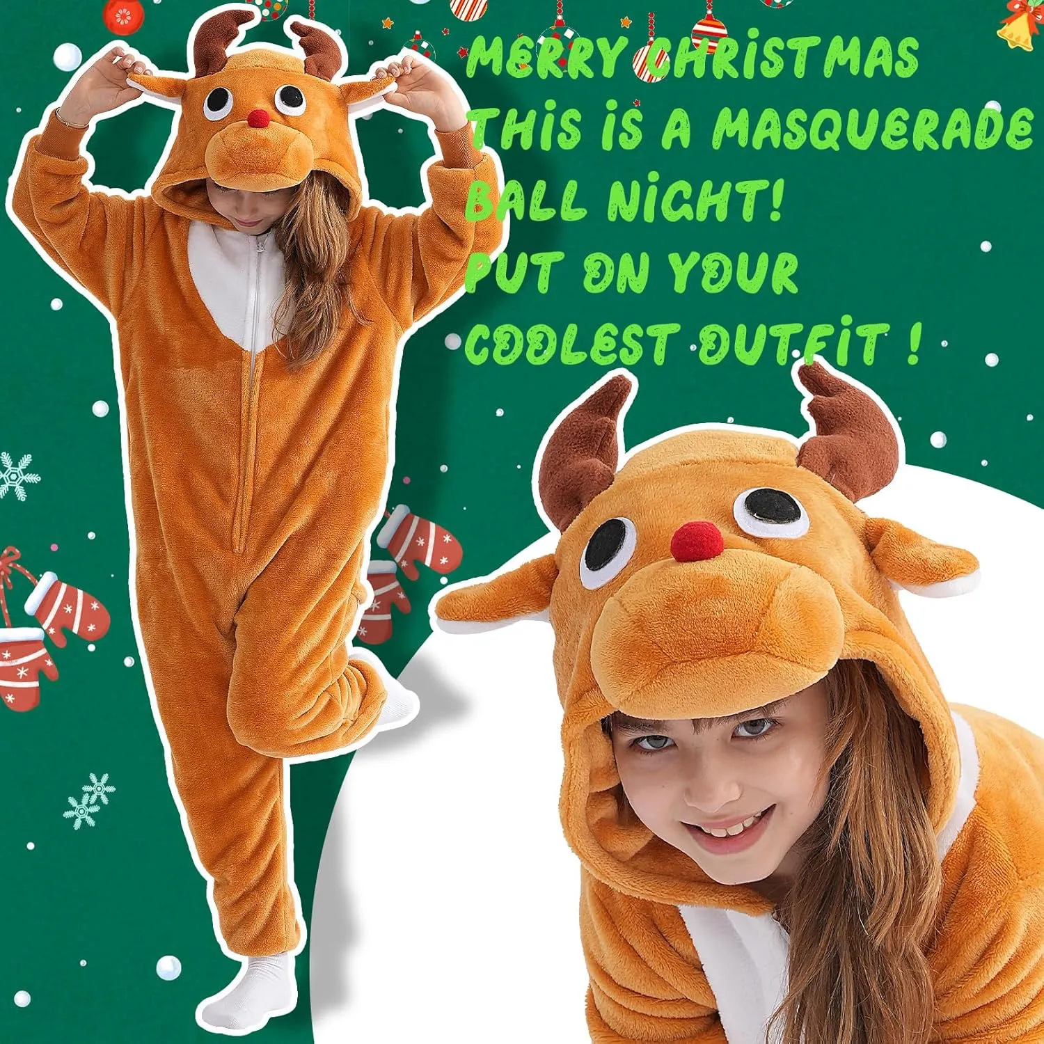 Beauty Shine Onesie Cartoon Animal Costume One Piece Pajamas Cosplay Halloween Christmas Sleepwear Jumpsuit Homewear
