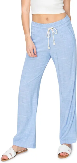 Cali1850 Women's Casual Relaxed Fit 29" Inseam Drawstring High Rise Smocked Linen Pants for Lounge and Beach Wear