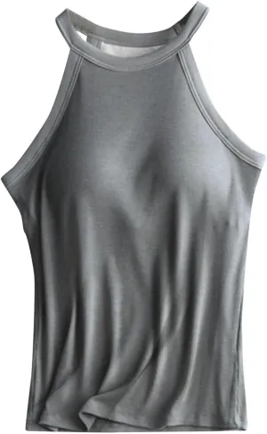 Camisole with Shelf Bra Women Tank Top with Shelf Bra Racerback Workout Yoga Tops Undershirt Basic Cami Tanks