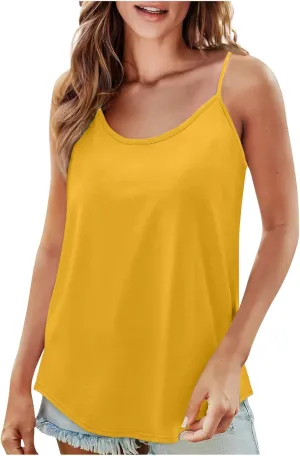 Camisoles for Women Plus Size Casual Crew Neck Tank Tops Loose Fit Sleeveless Shirts Summer Solid Color Tops