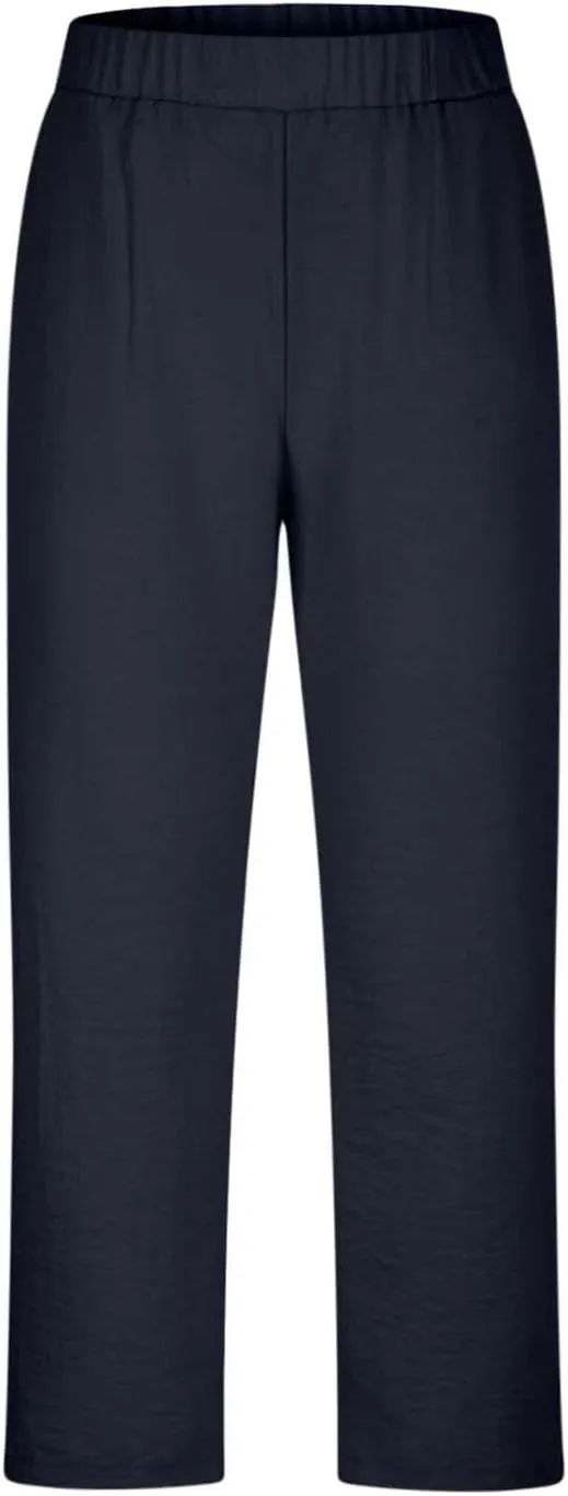 Capri Pants for Women Dressy Casual Stretch Summer 3/4 Length Trousers Wide Leg Cotton Linen Petite Cropped Pants