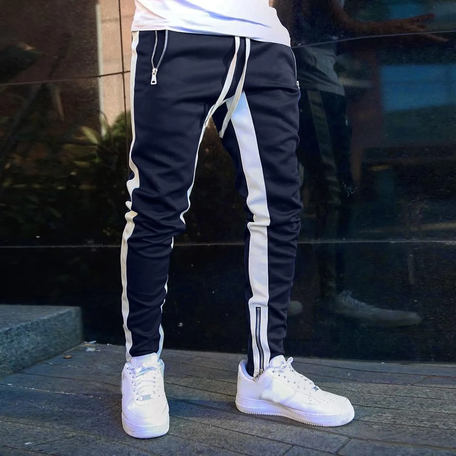 Cargo Pants for Men Relaxed Fit Drawstring Work Joggers with Pockets Mens Casual Pants Stretch Slim Fit Workout Pants