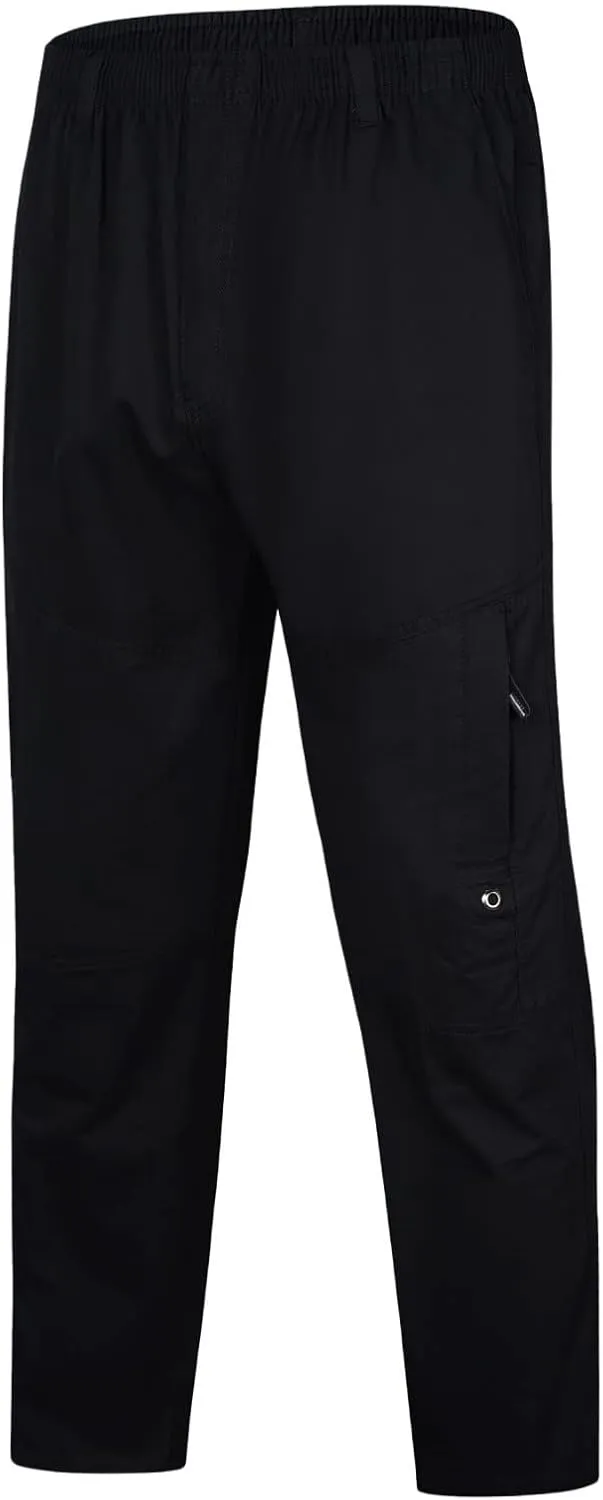 Cargo Pants for Men Relaxed Fit Elastic Waist Trouser Work Wear Combat Fitness Drawstring Pocket Rope Loose Sweatpant