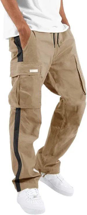 Cargo Pants for Men Relaxed Fit Mens Cargo Pants Athletic Pants Baggy High Waisted Open Bottom Sweatpants Track Pants