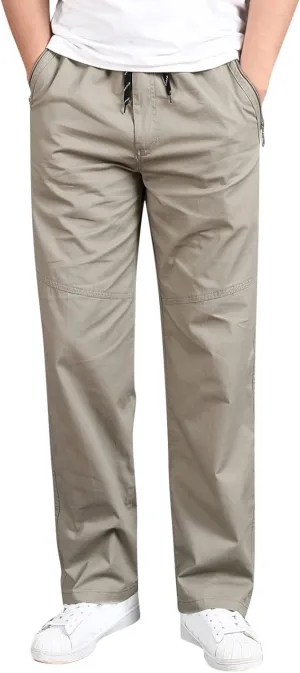 Cargo Pants for Men Relaxed Fit Trousers for Men Mens Cargo Sweatpants Drawstring Elastic Waist Straight Leg Trousers