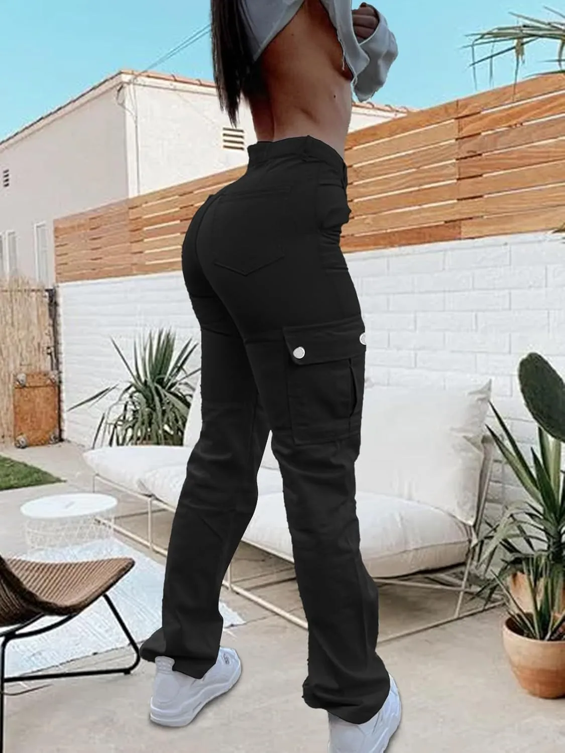 Cargo Pants for Women High Waisted Casual Pants Work Pants Baggy Stretchy Straight Leg Pants