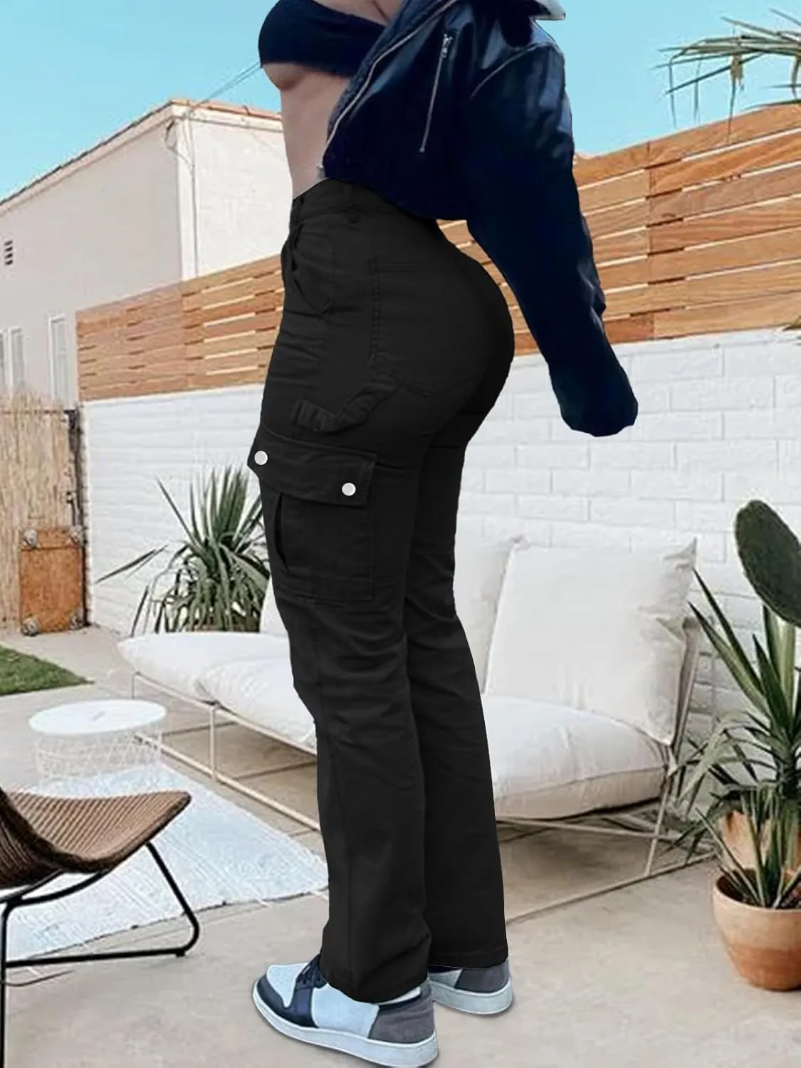 Cargo Pants for Women High Waisted Casual Pants Work Pants Baggy Stretchy Straight Leg Pants