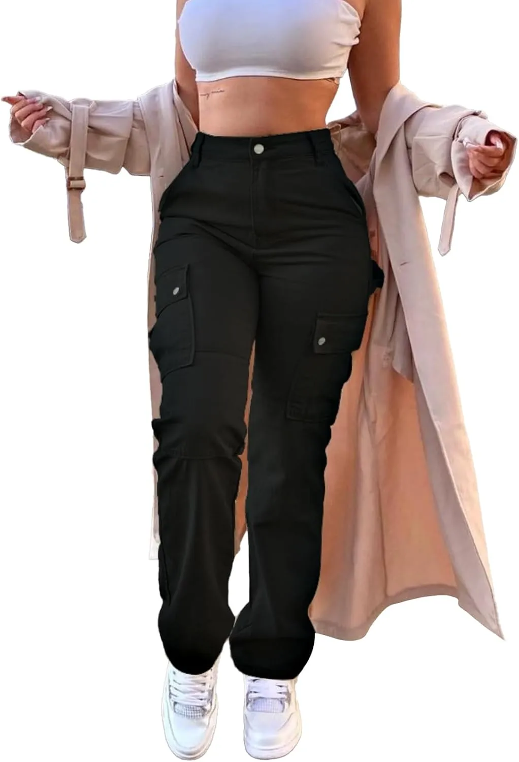Cargo Pants for Women High Waisted Casual Pants Work Pants Baggy Stretchy Straight Leg Pants