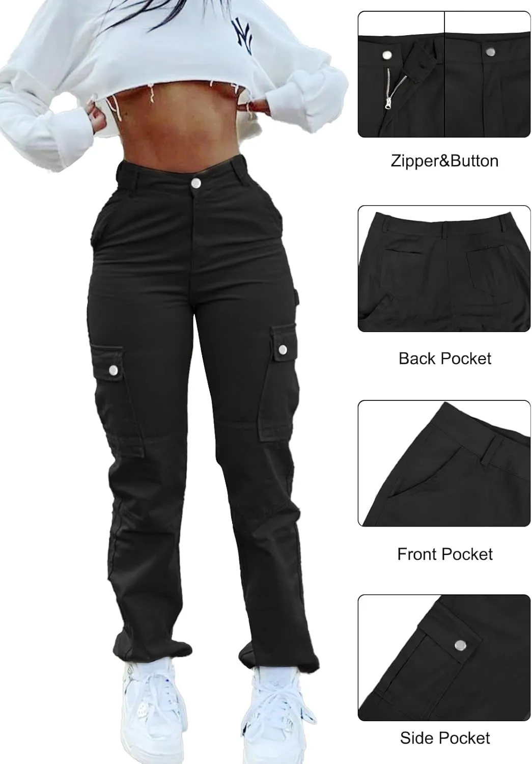 Cargo Pants for Women High Waisted Casual Pants Work Pants Baggy Stretchy Straight Leg Pants