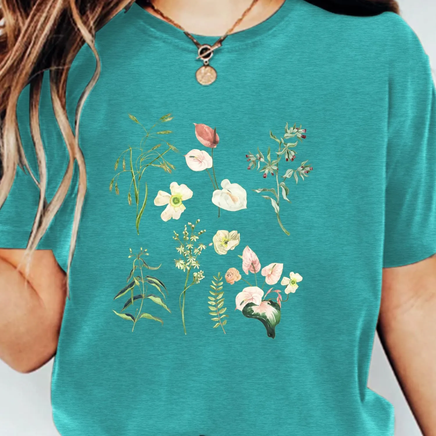 Cat Shirts for Women Flower Tee Shirts Womens Dandelion T-Shirt Cute Dandelion Cat Graphic Print Shirts