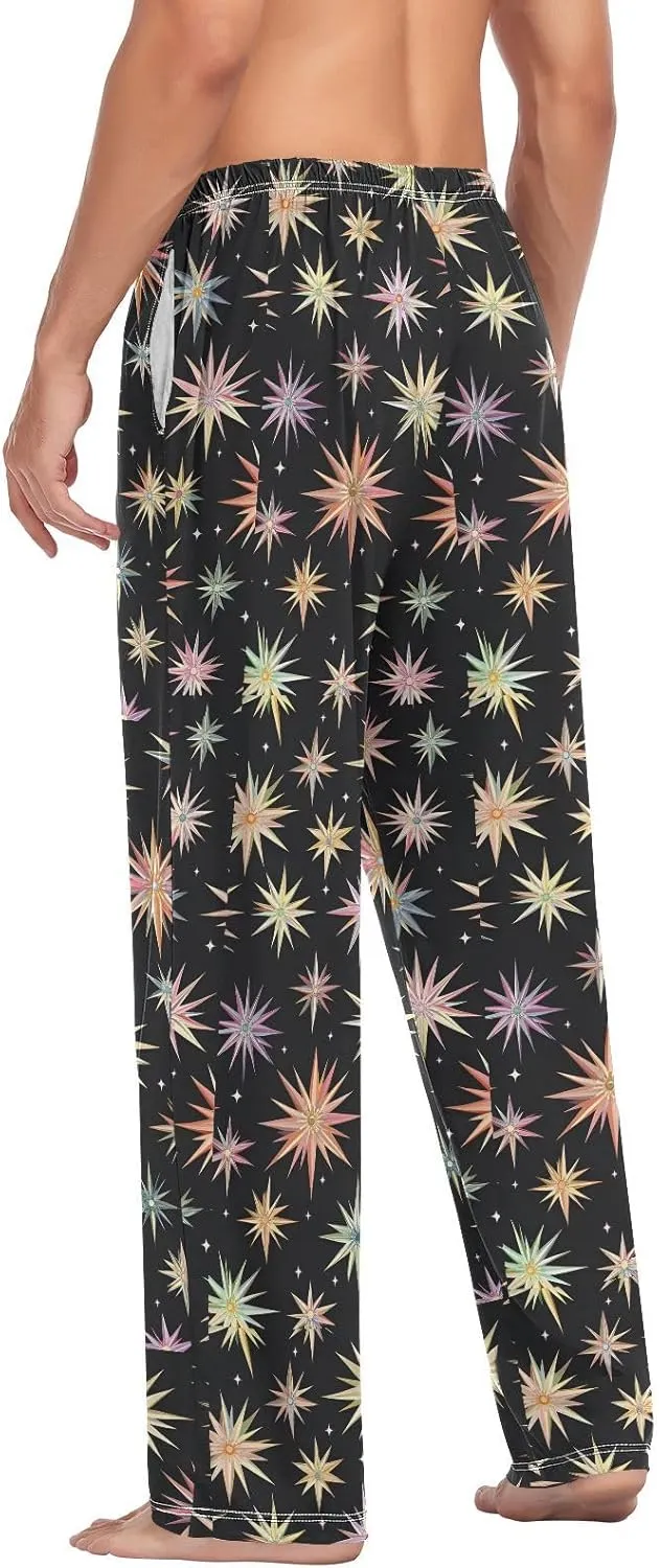 CEBUGI Men's Pajama Pant Bottoms Stars Lounge Sleepwear Pants with Elastic Waistband Pocket