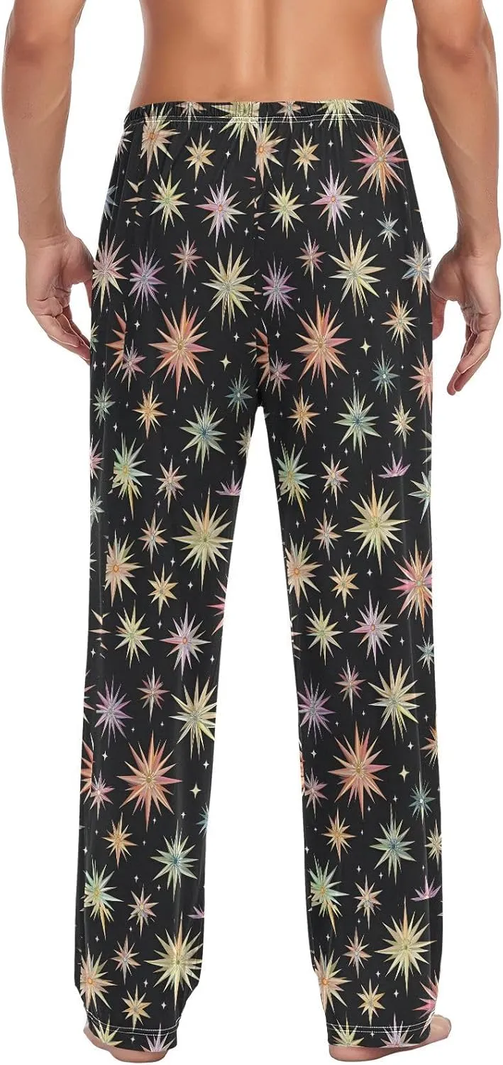 CEBUGI Men's Pajama Pant Bottoms Stars Lounge Sleepwear Pants with Elastic Waistband Pocket