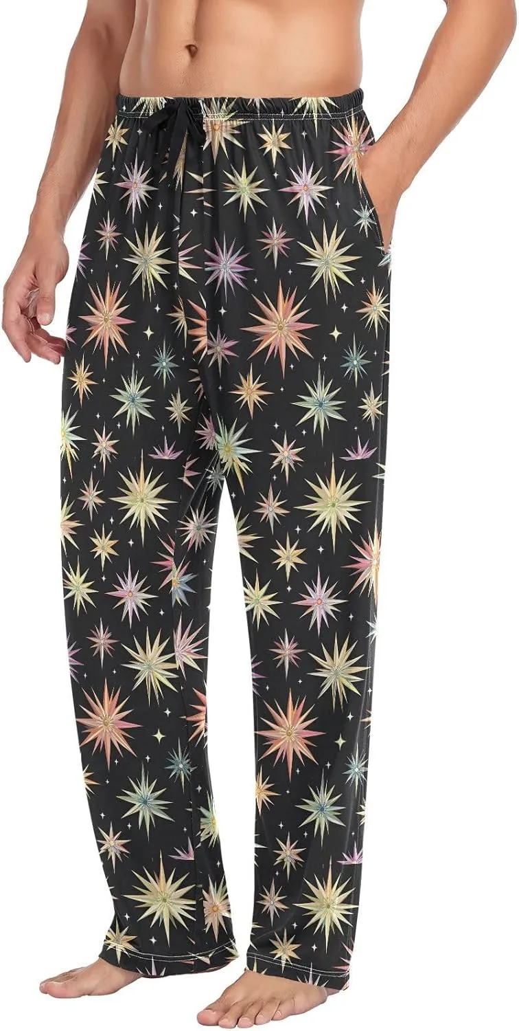 CEBUGI Men's Pajama Pant Bottoms Stars Lounge Sleepwear Pants with Elastic Waistband Pocket