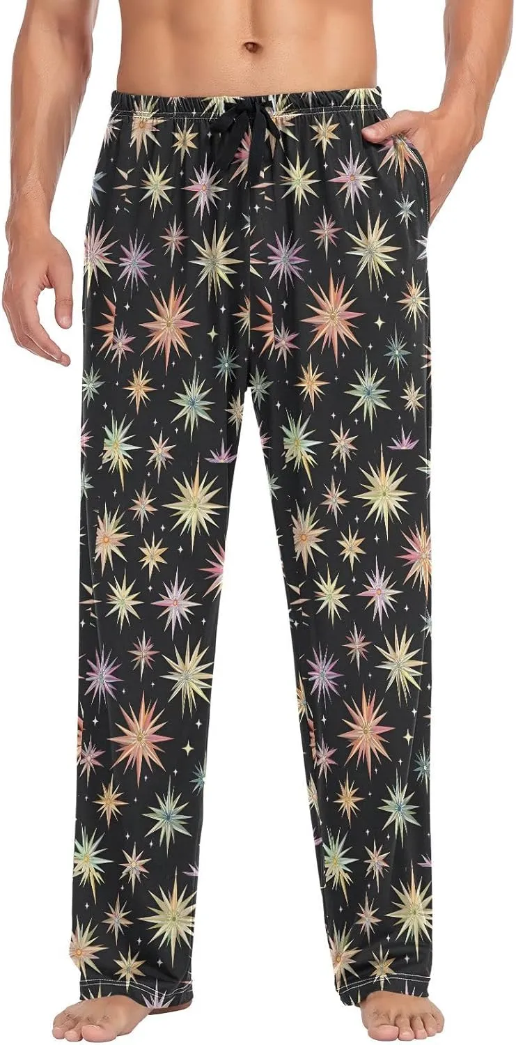 CEBUGI Men's Pajama Pant Bottoms Stars Lounge Sleepwear Pants with Elastic Waistband Pocket