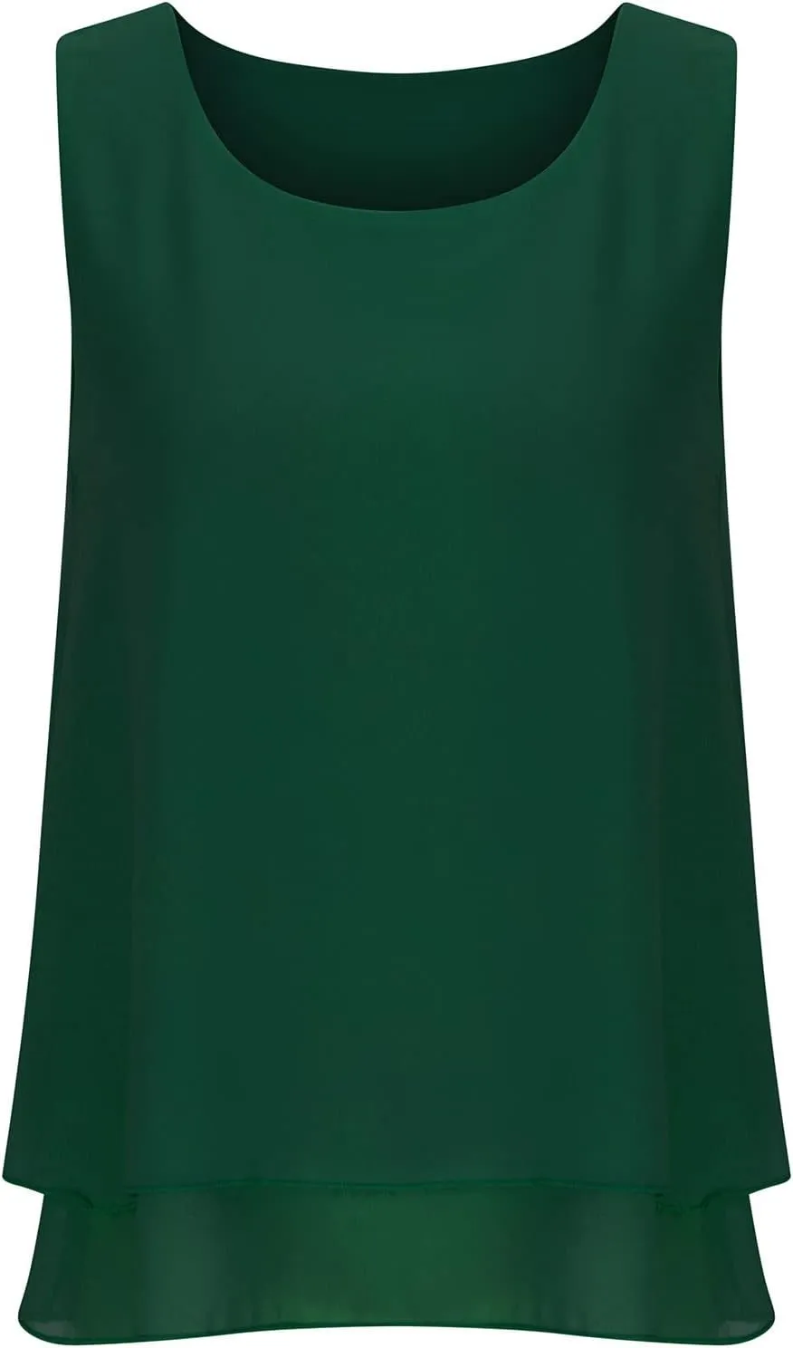 Chiffon Tank Tops for Women Summer Sleeveless Double Layer Ruffle Hem Shirts Casual Plus Size Loose Fit Solid Blouse