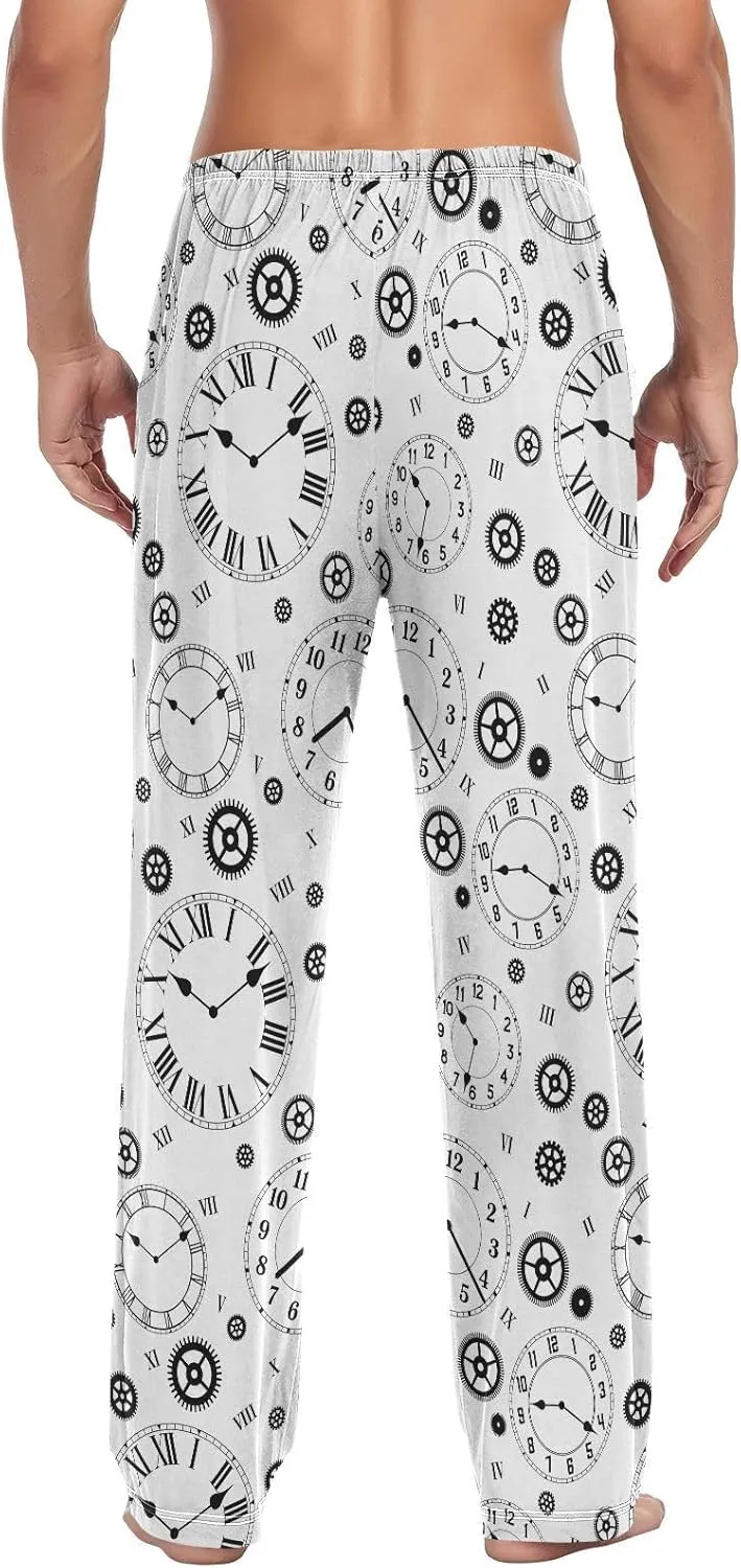 Clocks Gears Pattern Men's Pajama Pants Sleepwear Lounge Pajama Bottoms