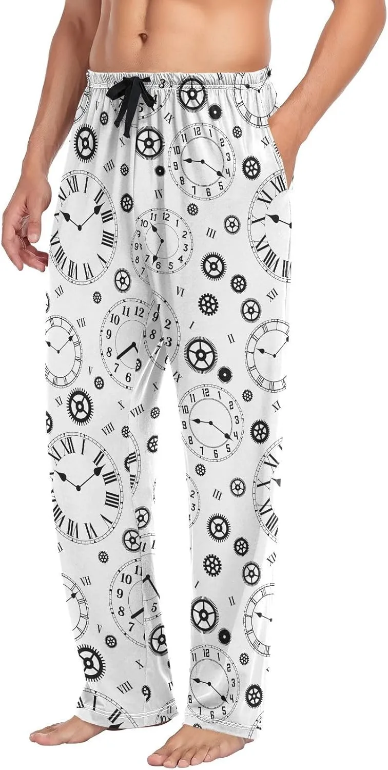 Clocks Gears Pattern Men's Pajama Pants Sleepwear Lounge Pajama Bottoms
