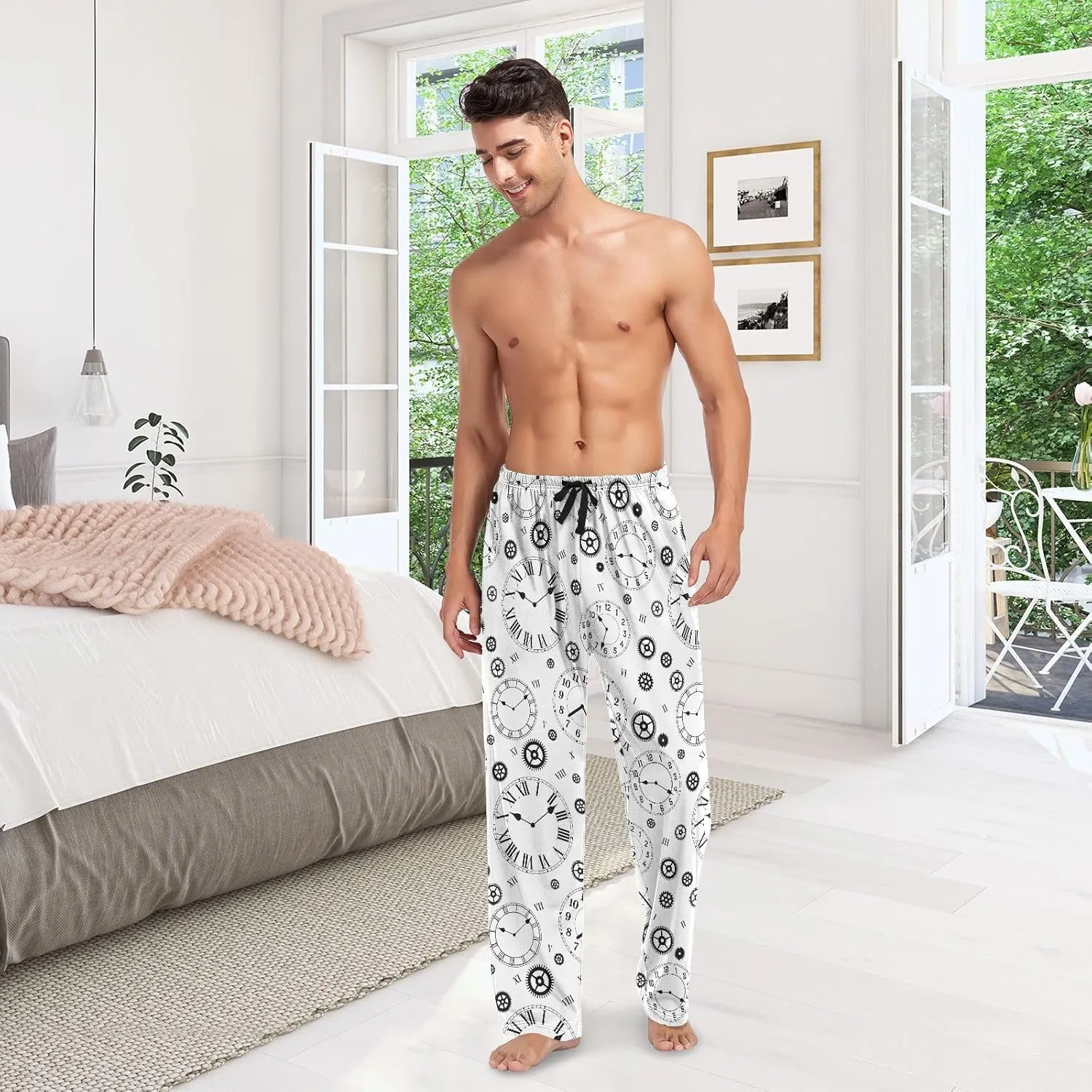 Clocks Gears Pattern Men's Pajama Pants Sleepwear Lounge Pajama Bottoms