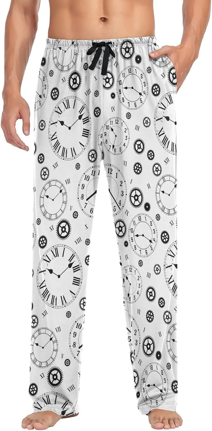 Clocks Gears Pattern Men's Pajama Pants Sleepwear Lounge Pajama Bottoms
