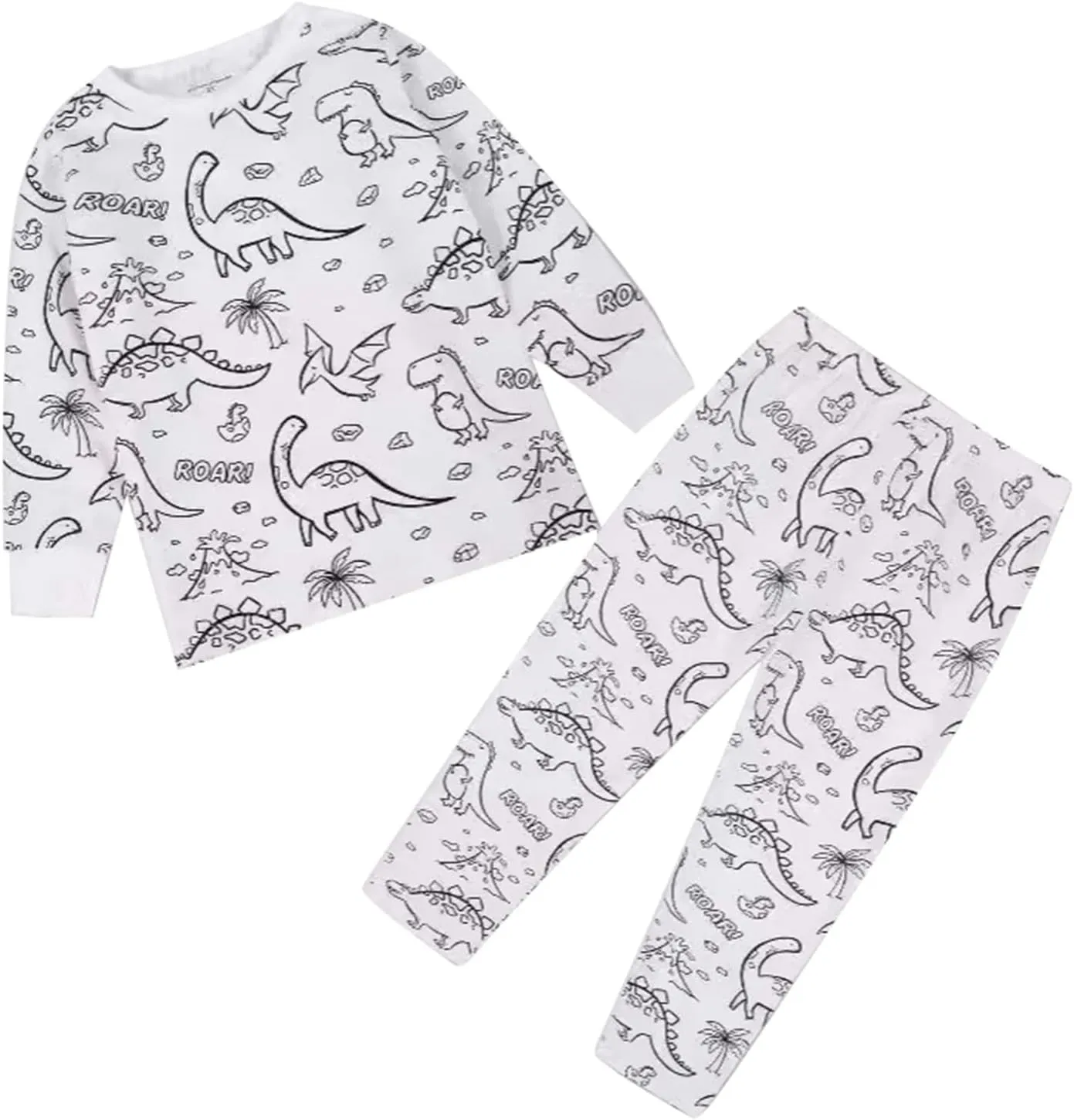 Colorable Pajamas for Kids DIY Hand Painted 2 Piece Pajama Set Funny Cartoon Colouring Homewear Sets for Boy and Girl