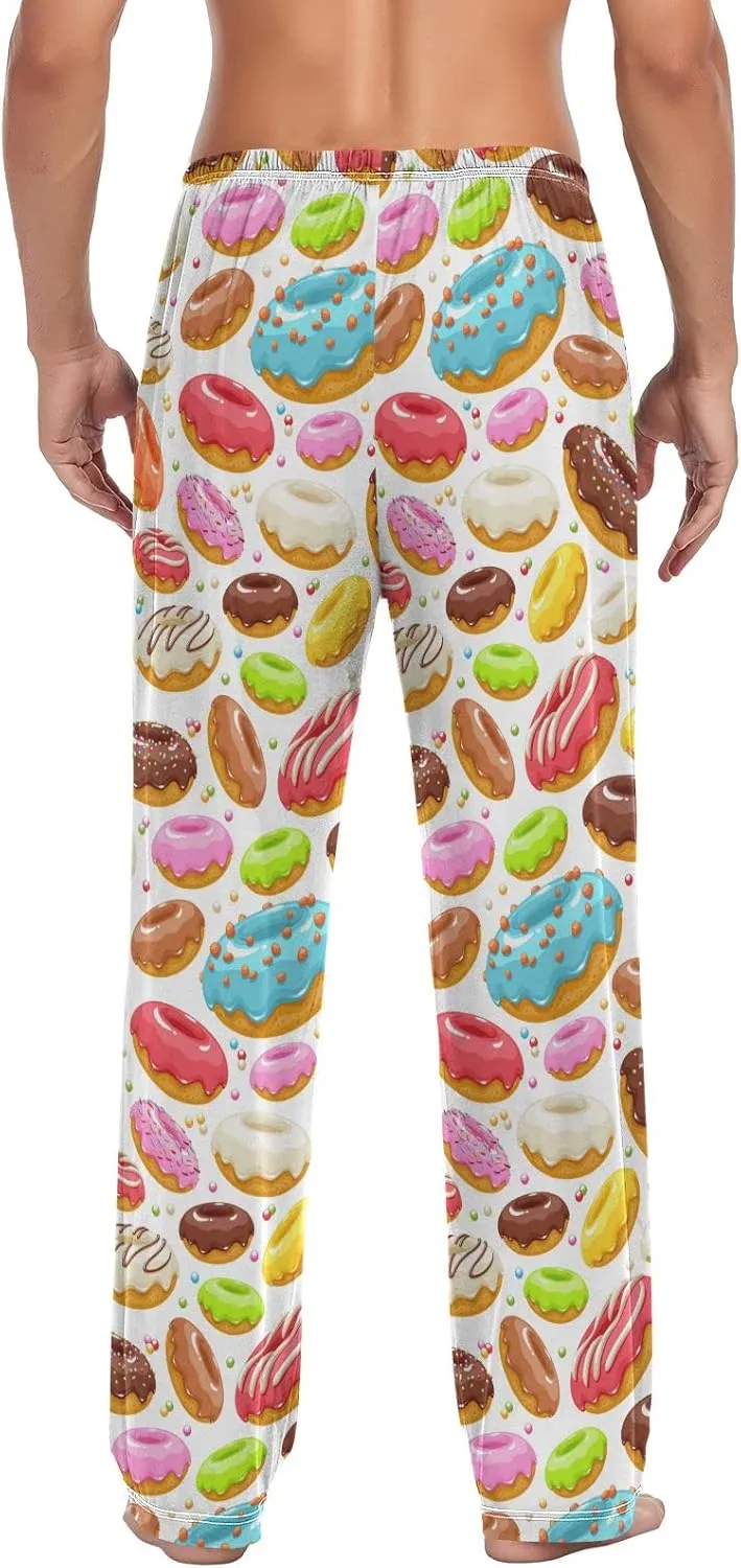 Colorful Donuts Pattern Dessert Men's Pajama Pants Sleepwear Lounge Pajama Bottoms