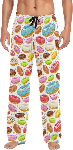 Colorful Donuts Pattern Dessert Men's Pajama Pants Sleepwear Lounge Pajama Bottoms