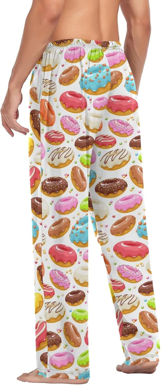Colorful Donuts Pattern Dessert Men's Pajama Pants Sleepwear Lounge Pajama Bottoms