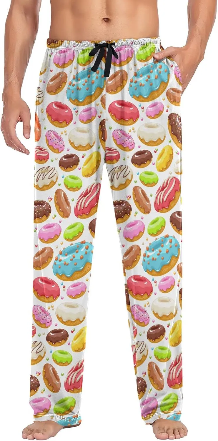 Colorful Donuts Pattern Dessert Men's Pajama Pants Sleepwear Lounge Pajama Bottoms