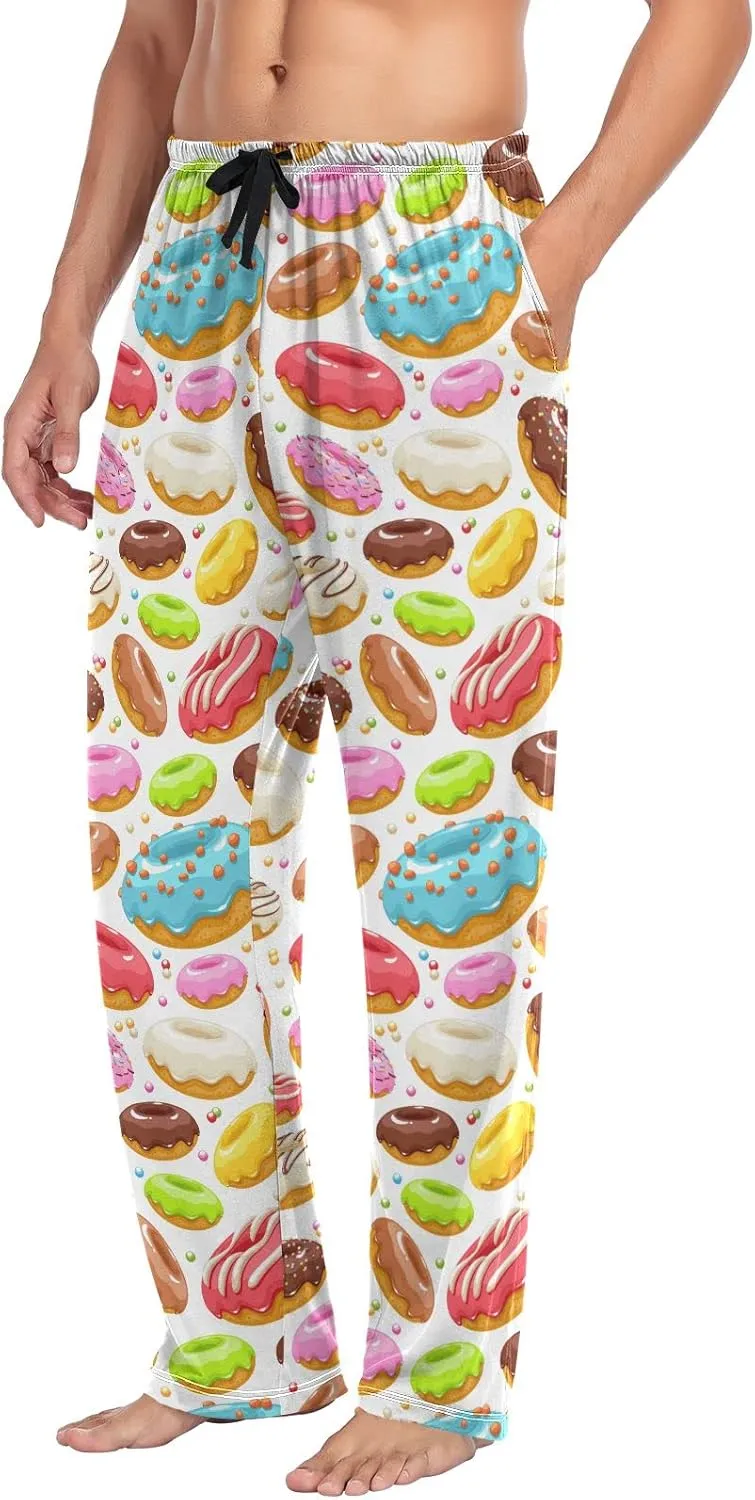 Colorful Donuts Pattern Dessert Men's Pajama Pants Sleepwear Lounge Pajama Bottoms