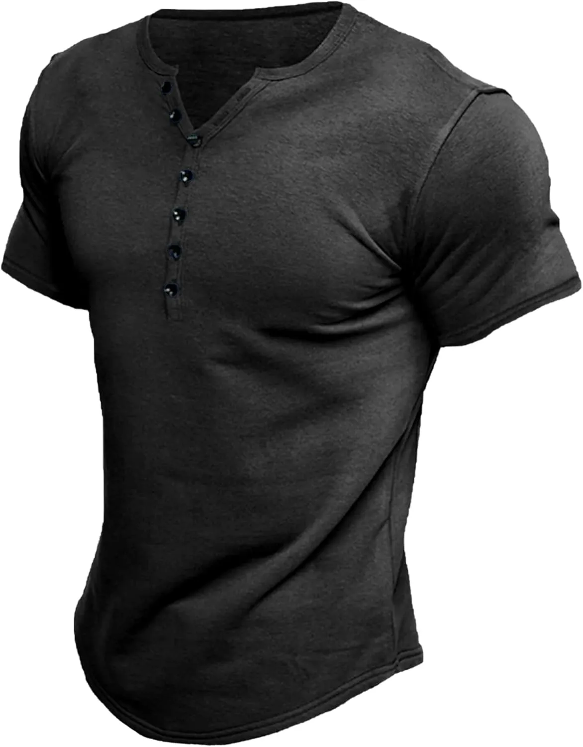 Comdecevis Men's Henley Shirts Short Sleeve Muscle Fit Shirts Vintage Casual Button V Neck T-Shirts for Men