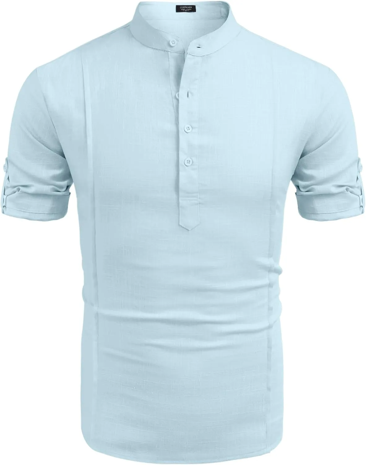 COOFANDY Men's Henley T-Shirts Short Sleeve Casual Button Henley Shirts Band Collar Tee Summer Beach Hippie Shirts