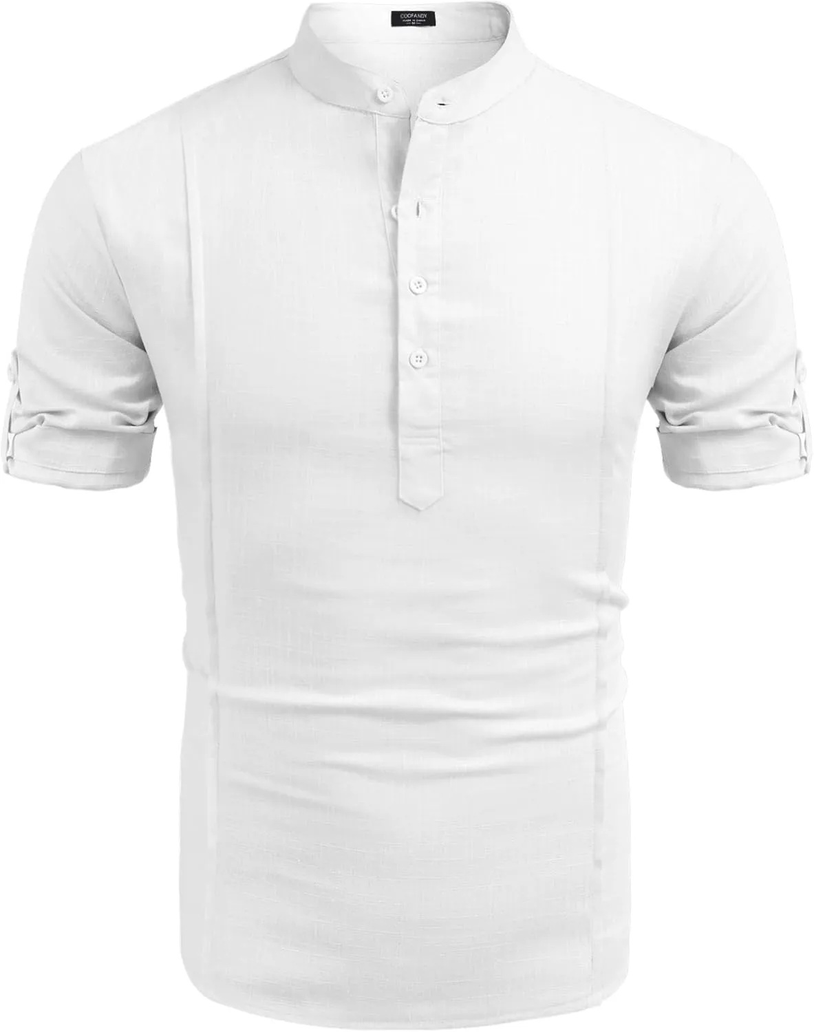 COOFANDY Men's Henley T-Shirts Short Sleeve Casual Button Henley Shirts Band Collar Tee Summer Beach Hippie Shirts