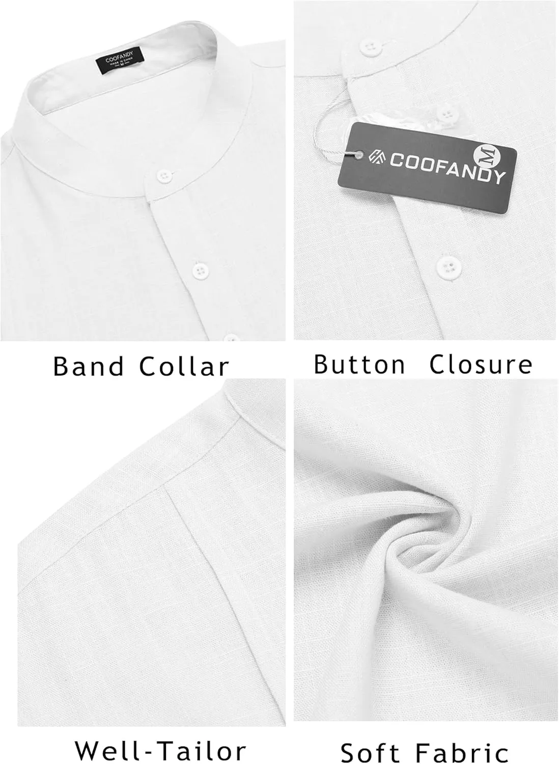 COOFANDY Men's Henley T-Shirts Short Sleeve Casual Button Henley Shirts Band Collar Tee Summer Beach Hippie Shirts