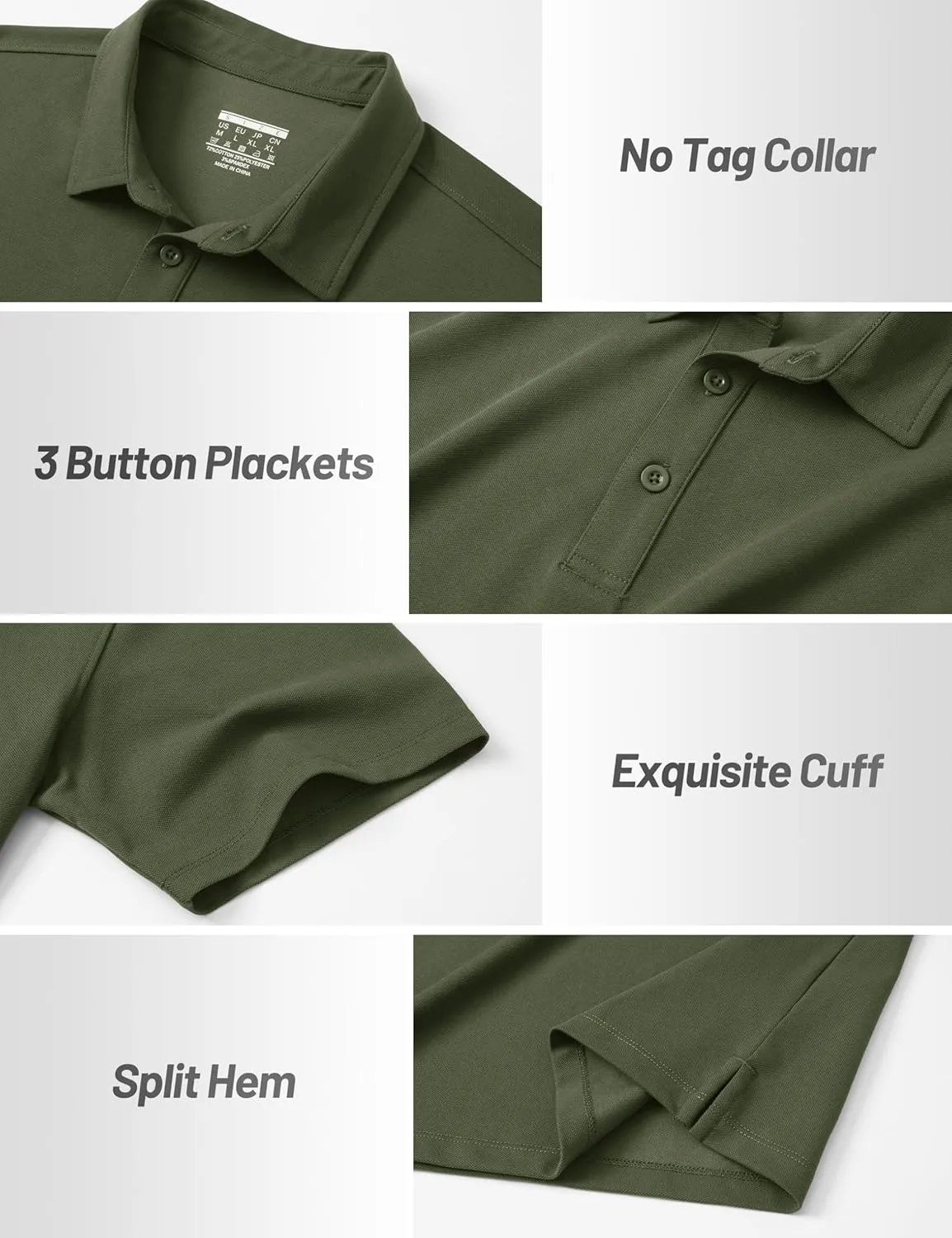 Cotrasen Men's Polo Shirts Short Sleeve Soft Cotton Pique T-Shirts 3 Buttons Classic Fit Casual Performance Golf Shirts