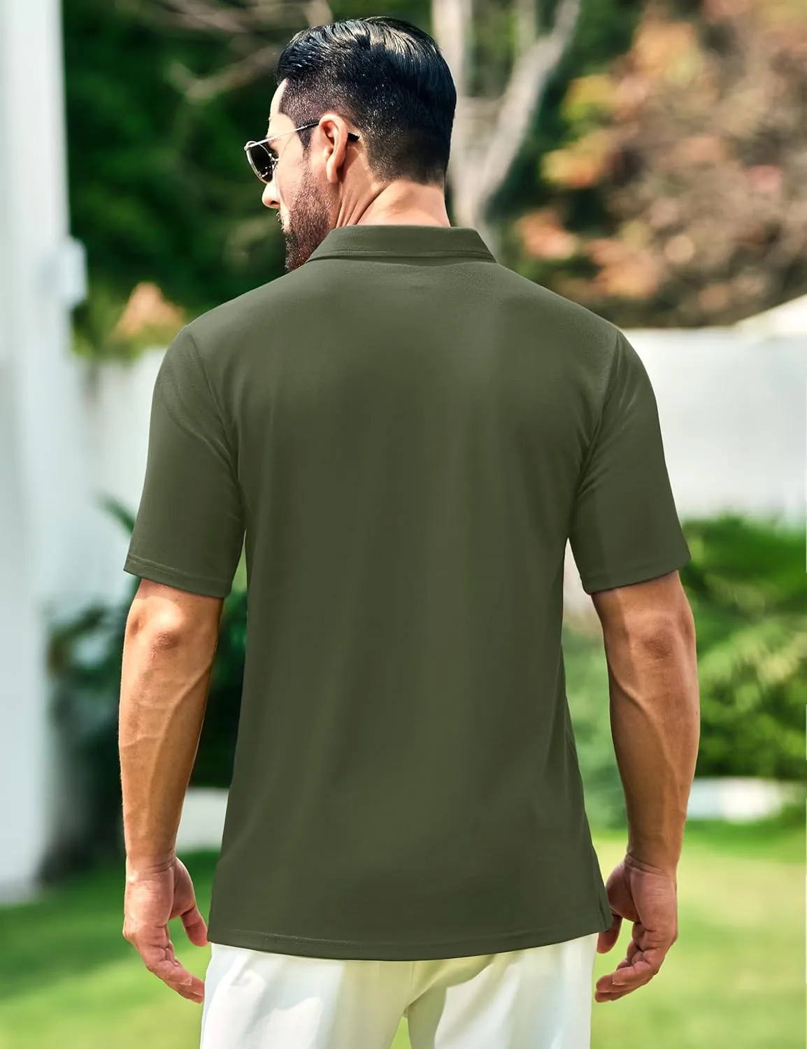 Cotrasen Men's Polo Shirts Short Sleeve Soft Cotton Pique T-Shirts 3 Buttons Classic Fit Casual Performance Golf Shirts