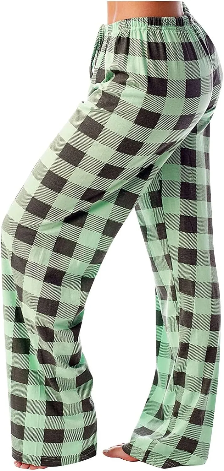 Cute Plaid Pajama Pants for Women - Casual Drawstring Bottoms - Christmas Pajamas