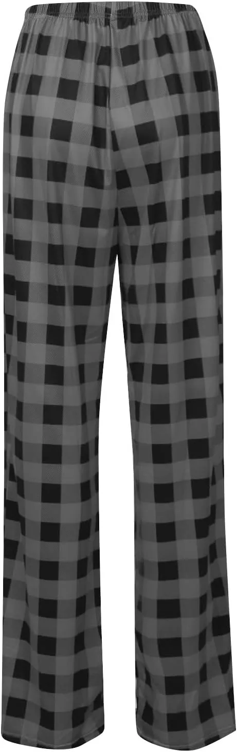 Cute Plaid Pajama Pants for Women - Casual Drawstring Bottoms - Christmas Pajamas