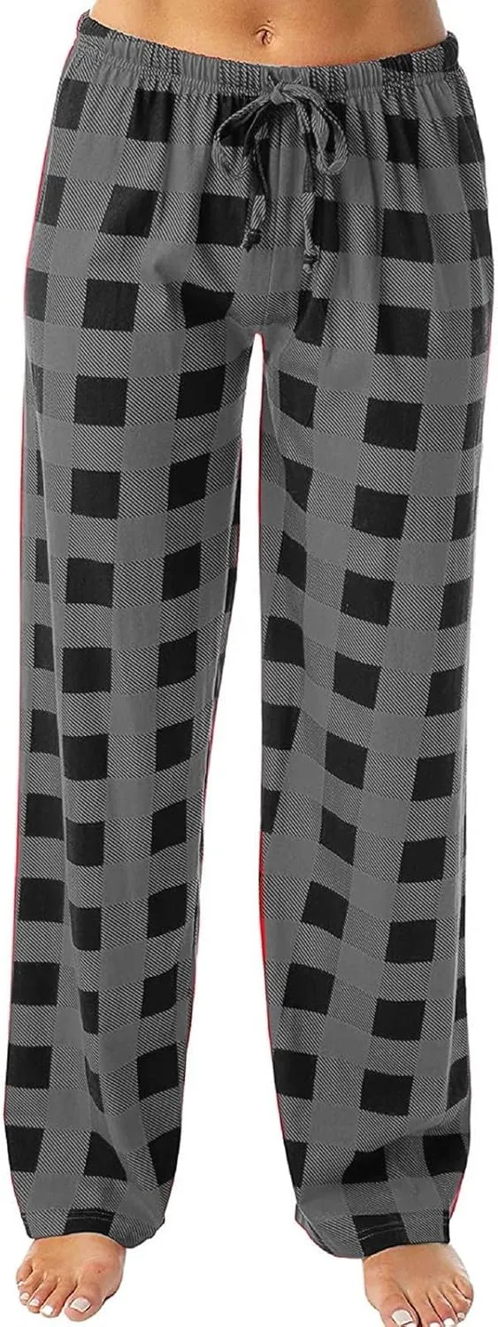Cute Plaid Pajama Pants for Women - Casual Drawstring Bottoms - Christmas Pajamas