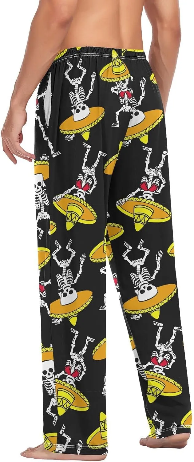 Dancing Skeleton In Sombrero Men's Pajama Pants Sleepwear Lounge Pajama Bottoms
