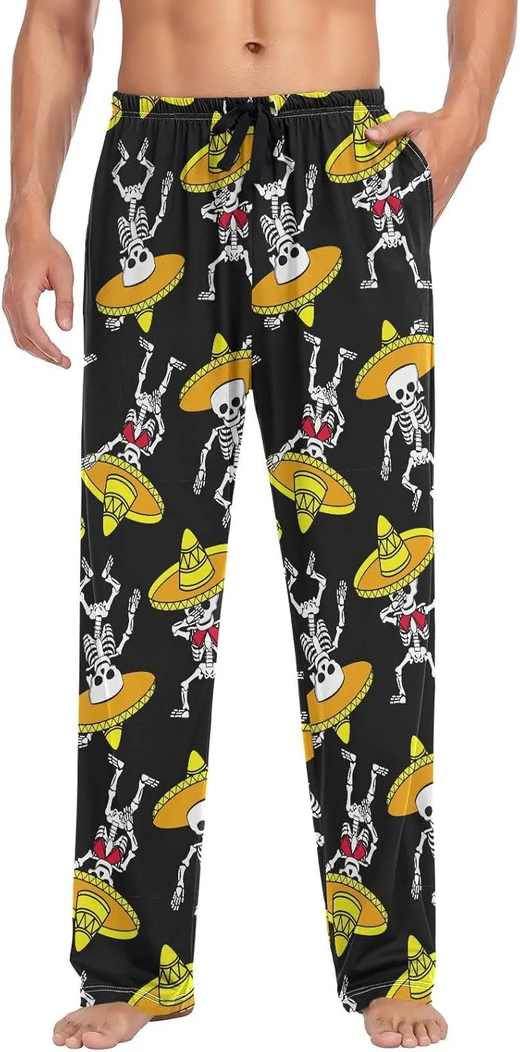 Dancing Skeleton In Sombrero Men's Pajama Pants Sleepwear Lounge Pajama Bottoms