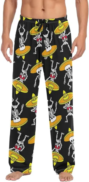 Dancing Skeleton In Sombrero Men's Pajama Pants Sleepwear Lounge Pajama Bottoms
