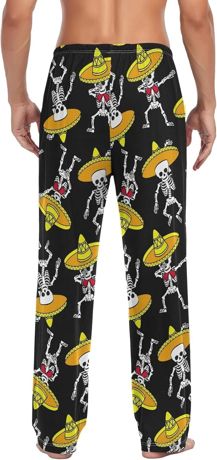 Dancing Skeleton In Sombrero Men's Pajama Pants Sleepwear Lounge Pajama Bottoms
