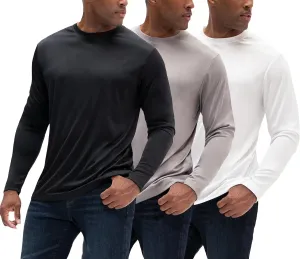 DEVOPS 3 Pack Men's Sun Protection Long Sleeve Rash Guard Fishing Running Garden Cycling Garage Homewear Quick Dry Shirt