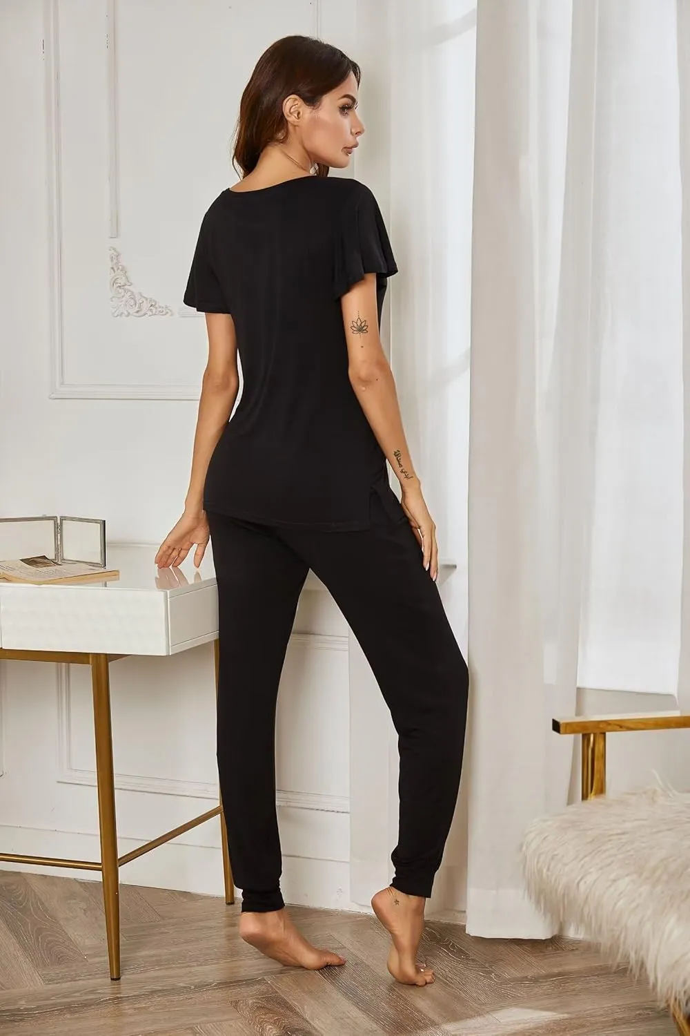 Ekouaer Womens Pajama Sets Short Sleeve Sleepwear and Long Pants Soft Sleep Lounge Sets Joggers Pj Sets with Pockets