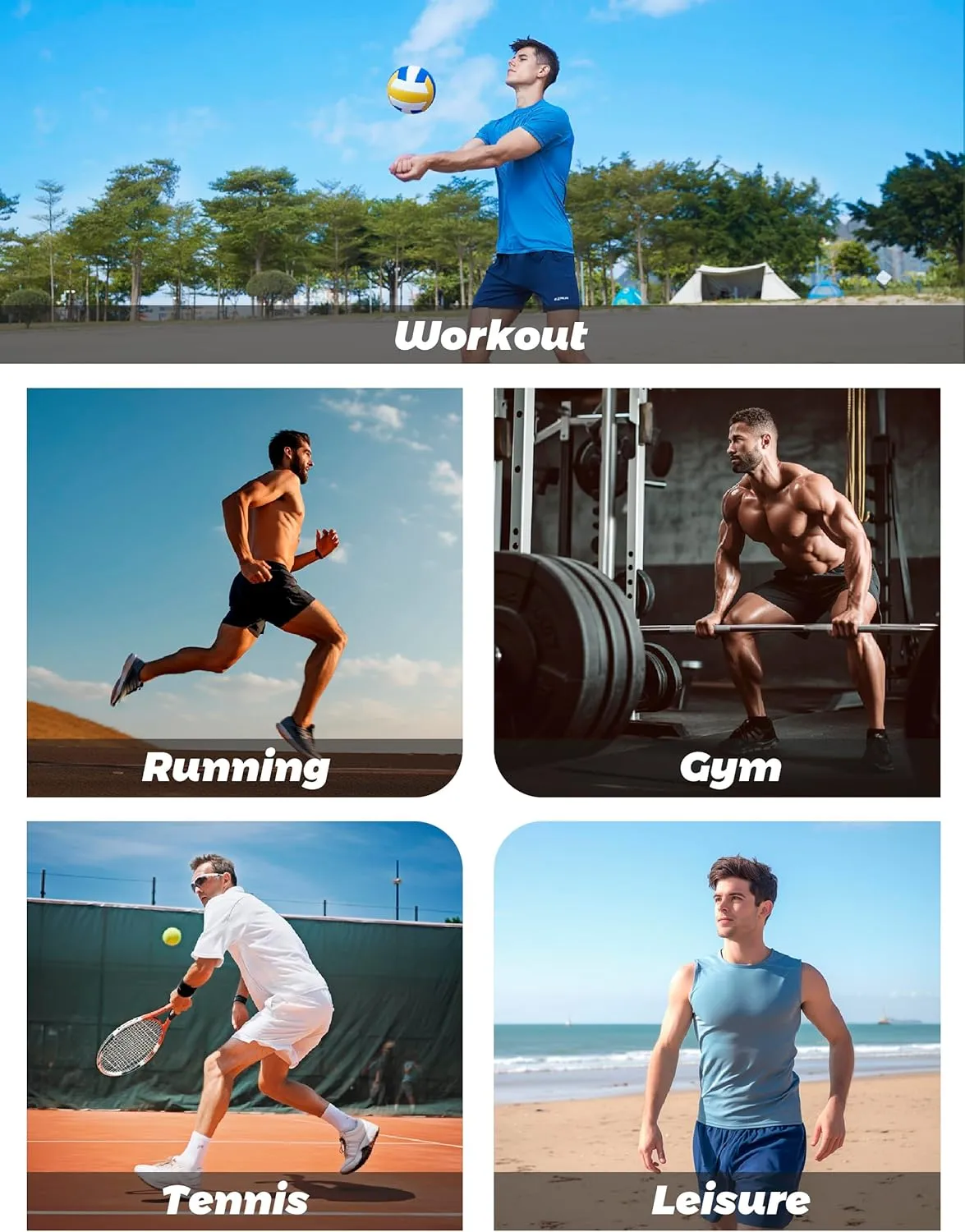 EZRUN Men's 5 Inches Running Workout Shorts Quick Dry Lightweight Athletic Shorts with Liner Zipper Pockets