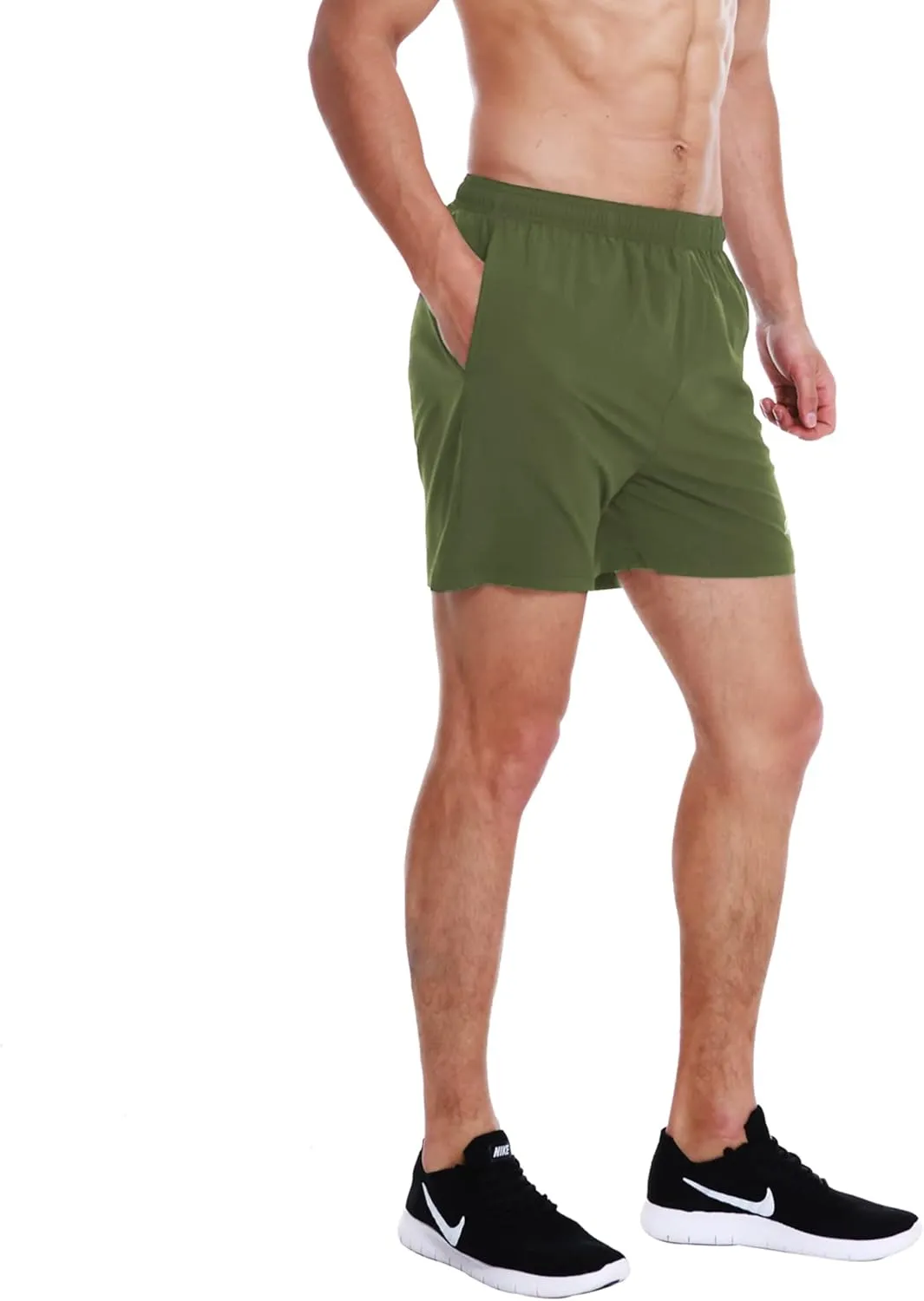 EZRUN Men's 5 Inches Running Workout Shorts Quick Dry Lightweight Athletic Shorts with Liner Zipper Pockets
