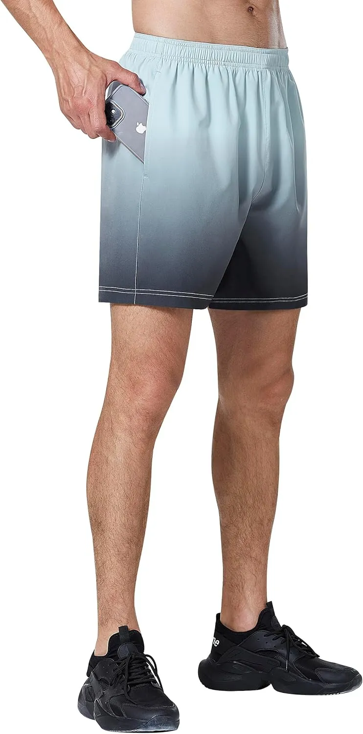 EZRUN Men's 5 Inches Running Workout Shorts Quick Dry Lightweight Athletic Shorts with Liner Zipper Pockets