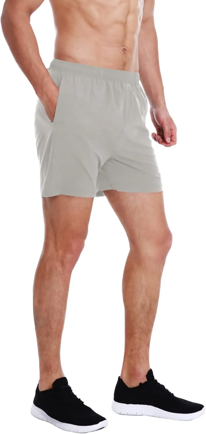 EZRUN Men's 5 Inches Running Workout Shorts Quick Dry Lightweight Athletic Shorts with Liner Zipper Pockets