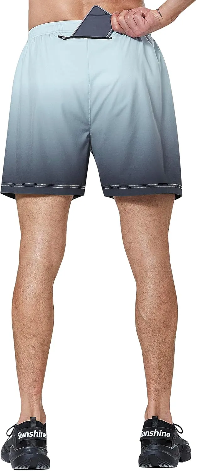 EZRUN Men's 5 Inches Running Workout Shorts Quick Dry Lightweight Athletic Shorts with Liner Zipper Pockets