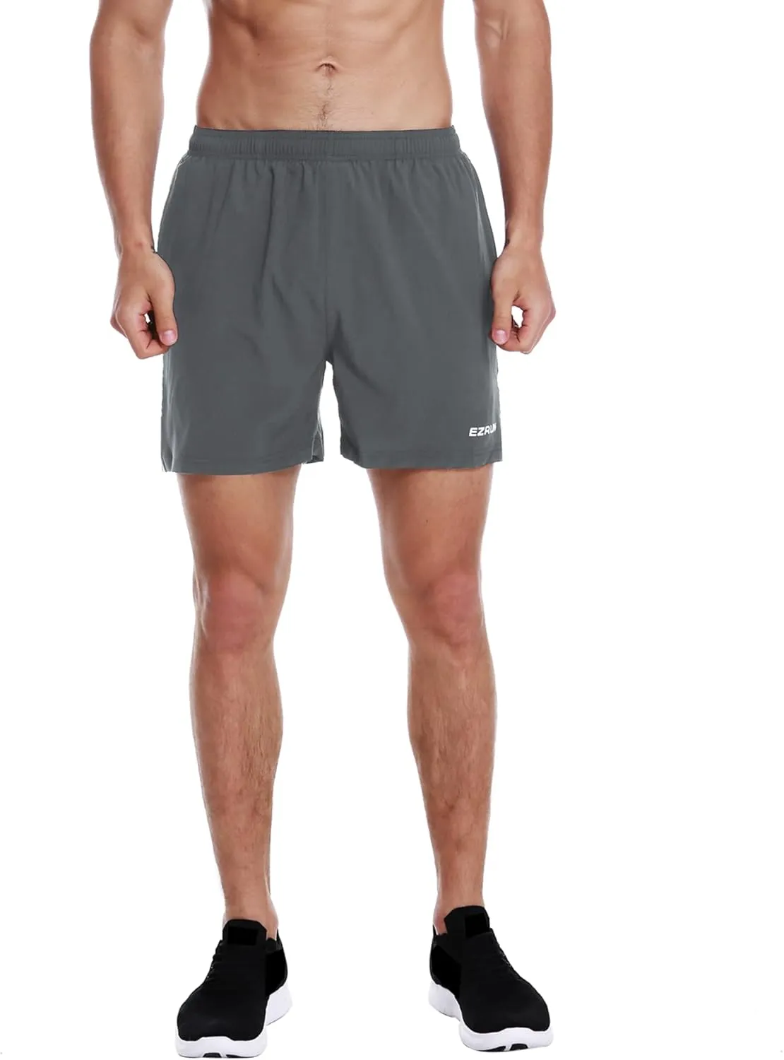 EZRUN Men's 5 Inches Running Workout Shorts Quick Dry Lightweight Athletic Shorts with Liner Zipper Pockets